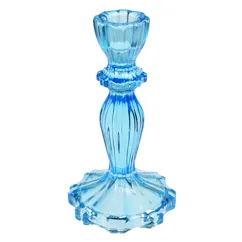 tall glass candle holder - blue