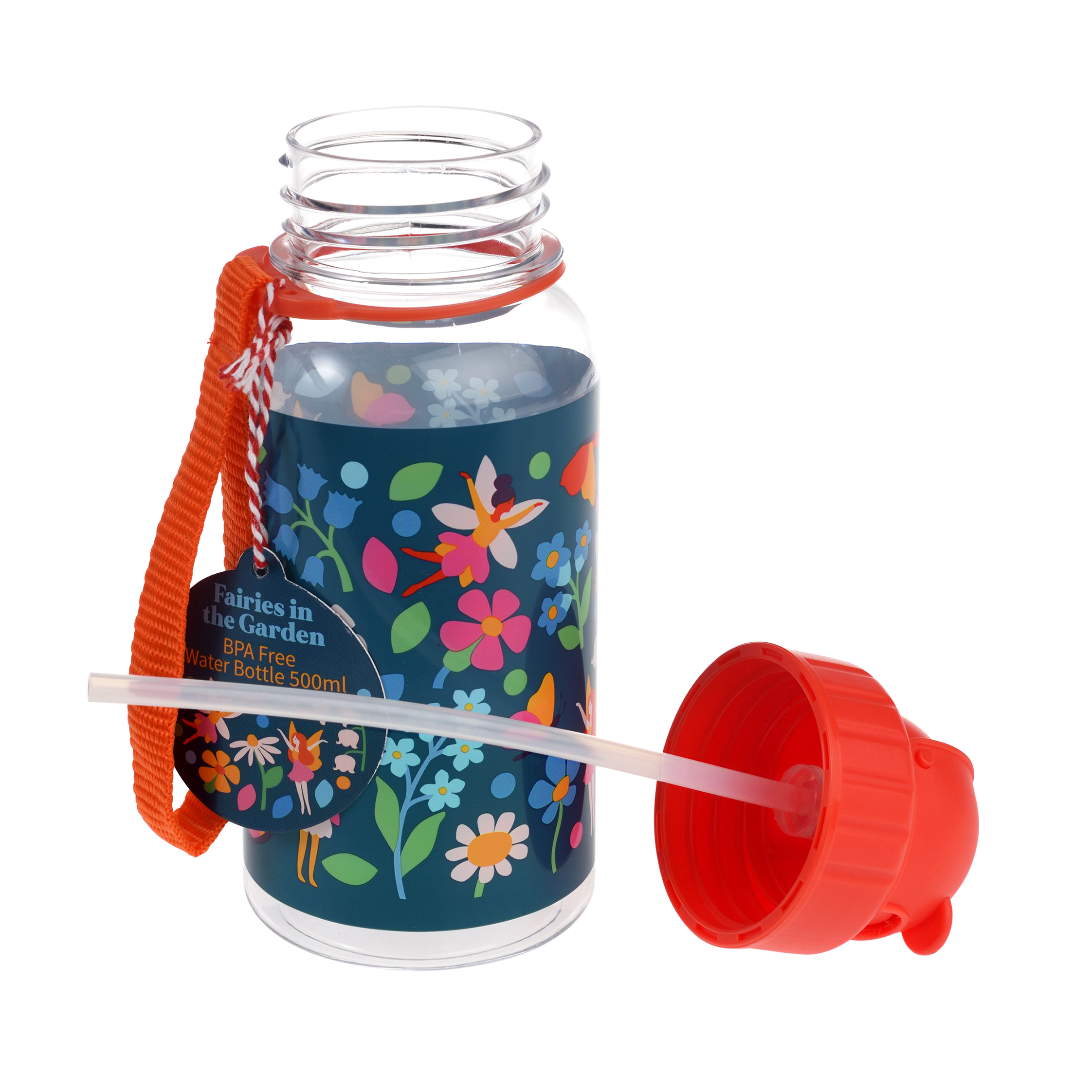 children's water bottle with straw 500ml - fairies in the garden