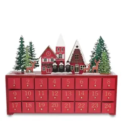 wooden advent calendar with led lighting - carol singers (red) wooden advent calendar with led lighting - carol singers (red)
