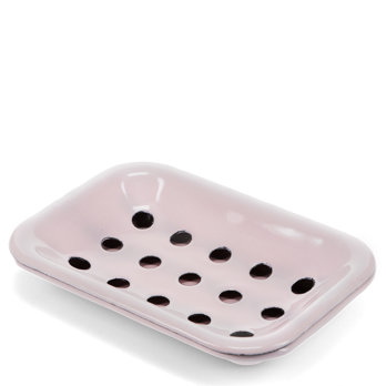 two-part enamel soap dish - pink