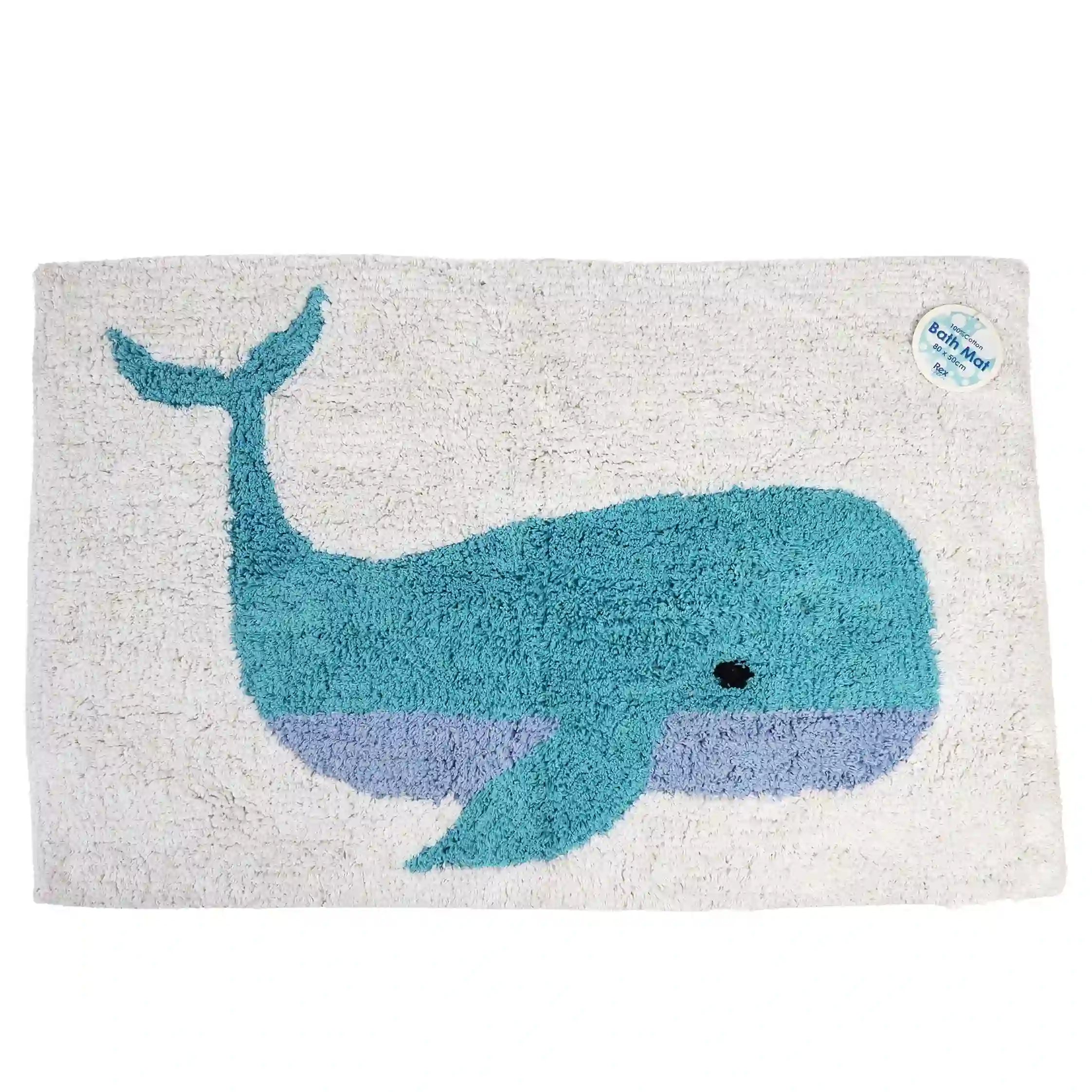 tufted cotton bath mat - whale