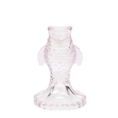glass candlestick (12cm) - pale pink fish