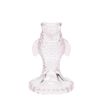 glass candlestick (12cm) - pale pink fish