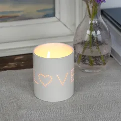 teelichthalter aus glänzender keramik - love teelichthalter aus glänzender keramik - love