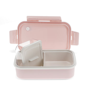 double wall lunch box with divider - pink