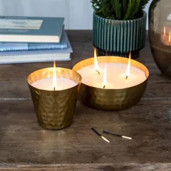 3-wick scented candle bowl - gold tone hammered metal 3-wick scented candle bowl - gold tone hammered metal