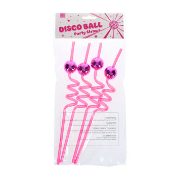 pailles disco (lot de 4) - rose