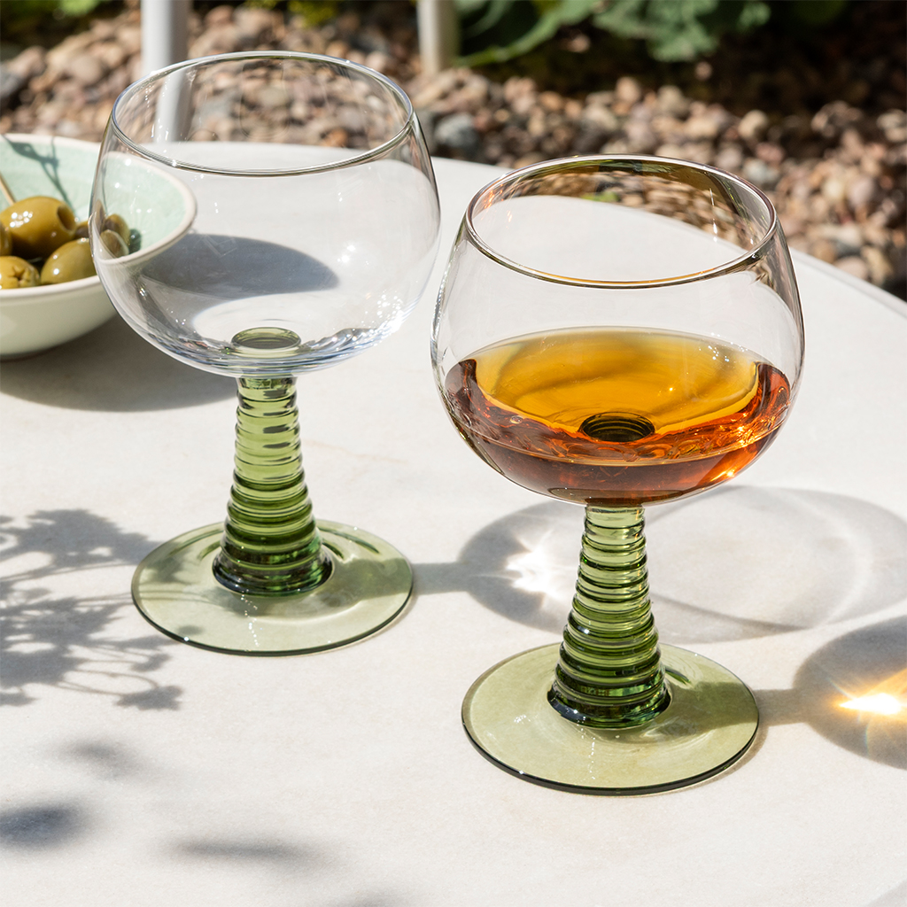 retro roemer glasses 350ml (set of 2) - green