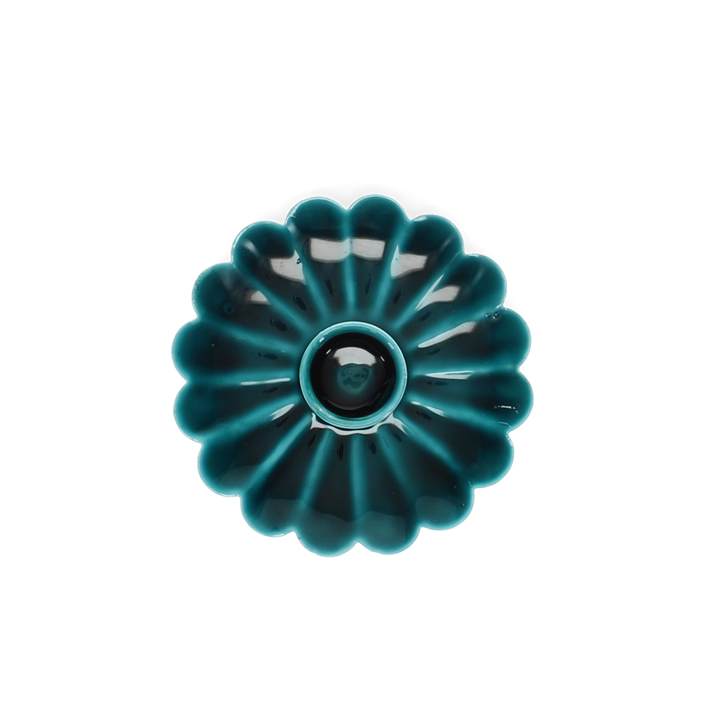 enamel flat flower candle holder - blue