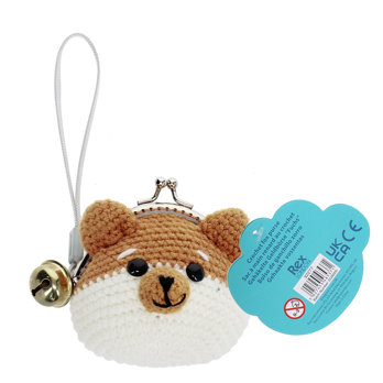 crochet coin purse with jingle bell - fox