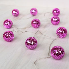 lichterkette mit 10 led-discokugeln – pink
