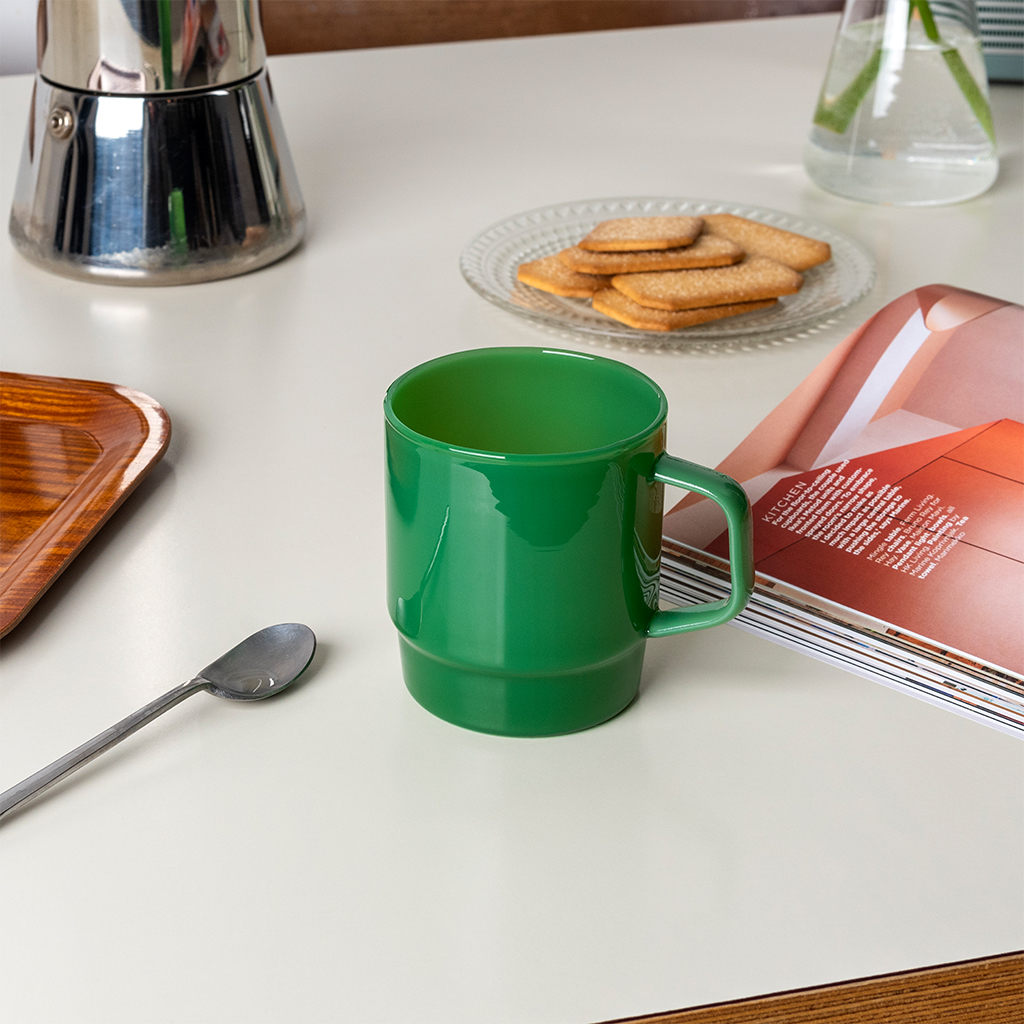 stacking glass coffee cup 280ml - jade green
