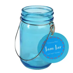 teelichthalter marmeladenglas in blau