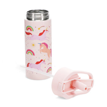 stainless steel bottle with push button lid 500ml - unicorn