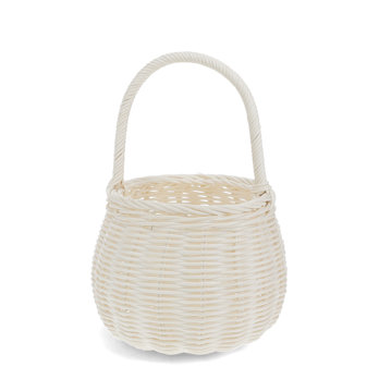 small wicker basket - white