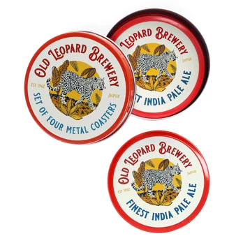 metal coasters (set of 4) - old leopard brewery metal coasters (set of 4) - old leopard brewery