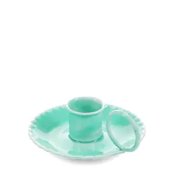 enamel chamberstick candle holder - aqua enamel chamberstick candle holder - aqua