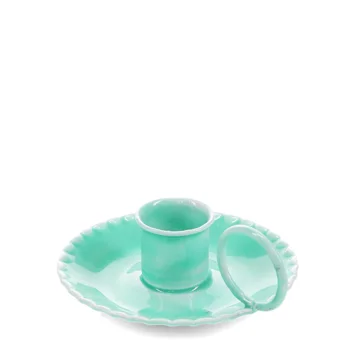 enamel chamberstick candle holder - aqua enamel chamberstick candle holder - aqua