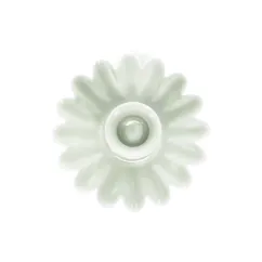 enamel cupped flower candle holder - light grey