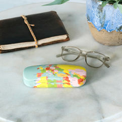 glasses case & cleaning cloth - world map