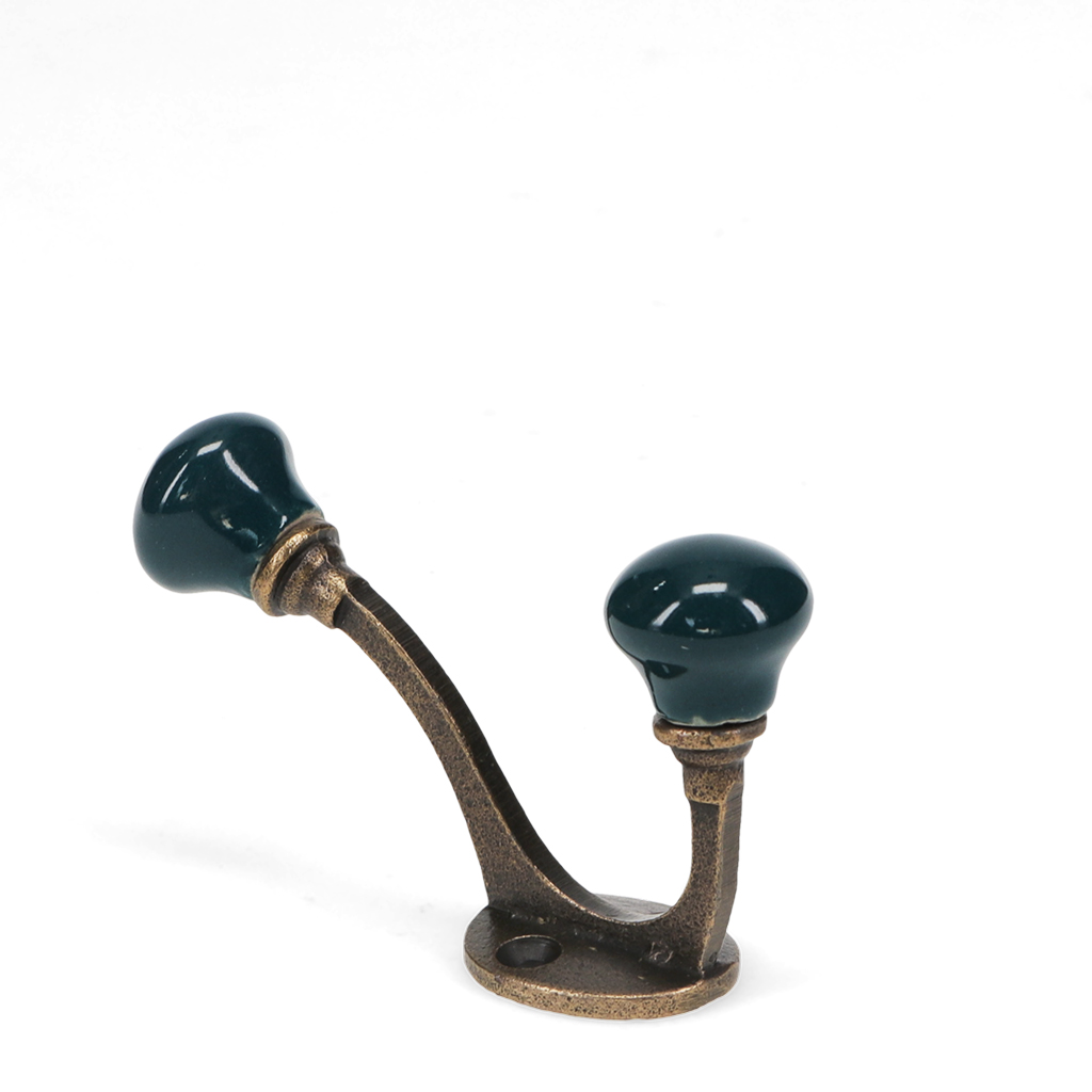 ceramic double hook - blue