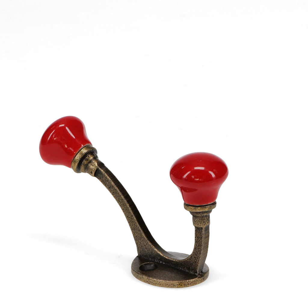 ceramic double hook - red