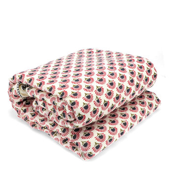 hand block-printed snuggle throw (120 x 160cm) - red flower