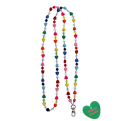 beaded phone chain - rainbow heart