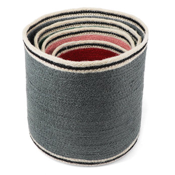 round jute storage baskets (set of 4) - mixed colours