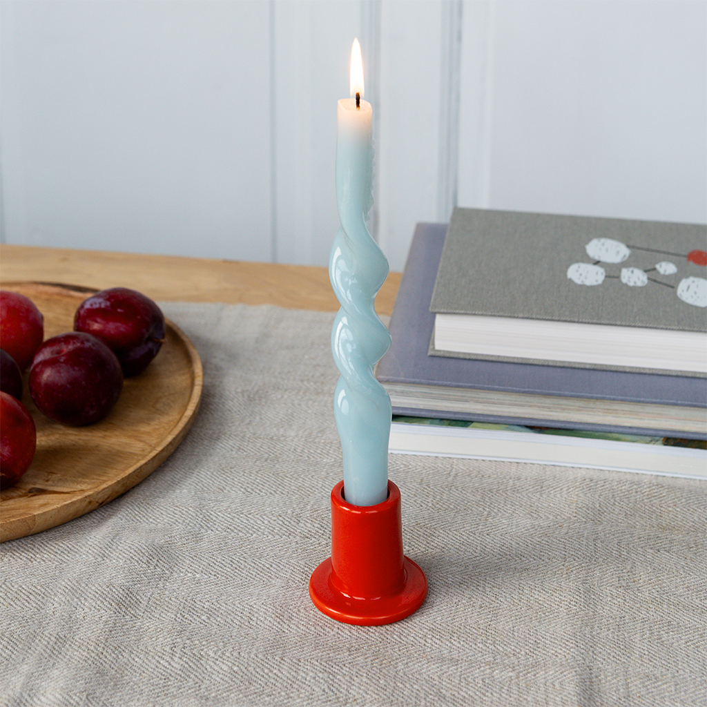 ceramic tube candle holder - red