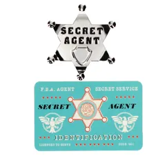 metal badge and id card - secret agent