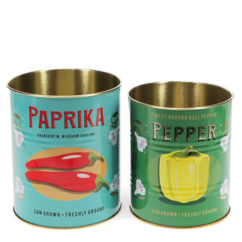 medium storage tins (set of 2) - paprika and pepper