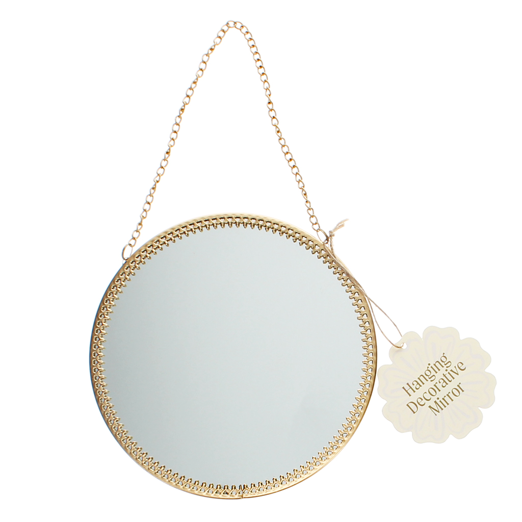 circular hanging mirror (15.5cm) - gold tone