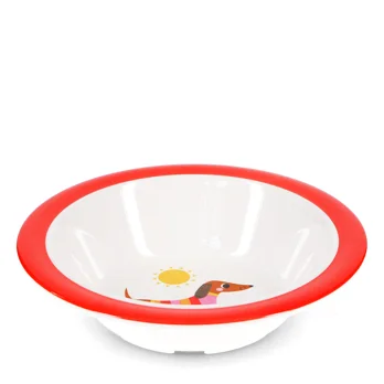children's melamine bowl - sunny sausage dog children's melamine bowl - sunny sausage dog