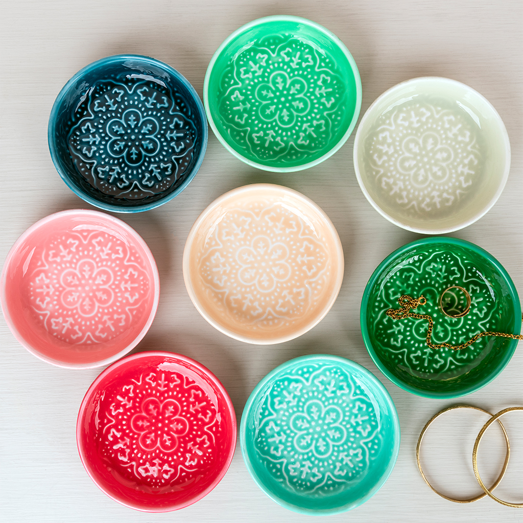 enamel trinket dish (10cm) - vibrant pink