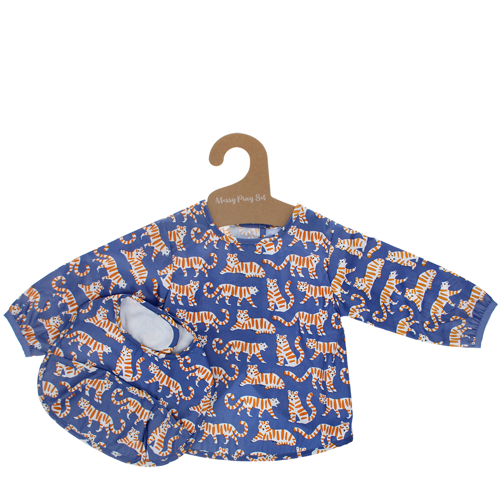messy play bib and vest set - tiger