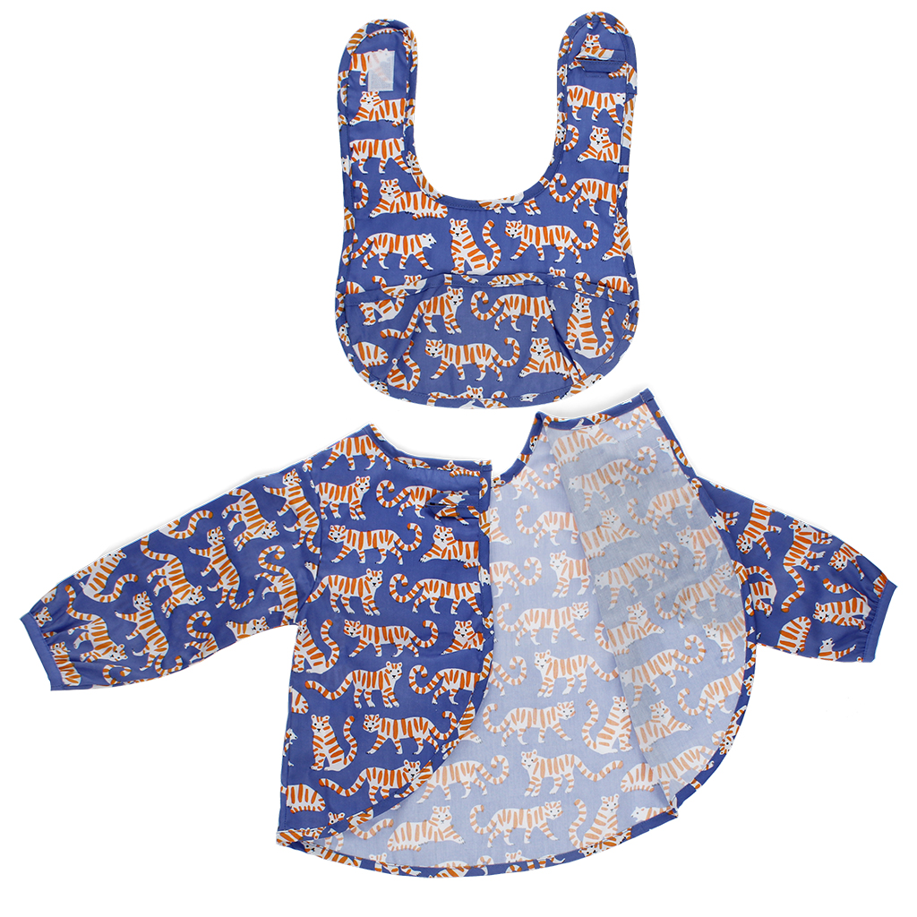 messy play bib and vest set - tiger