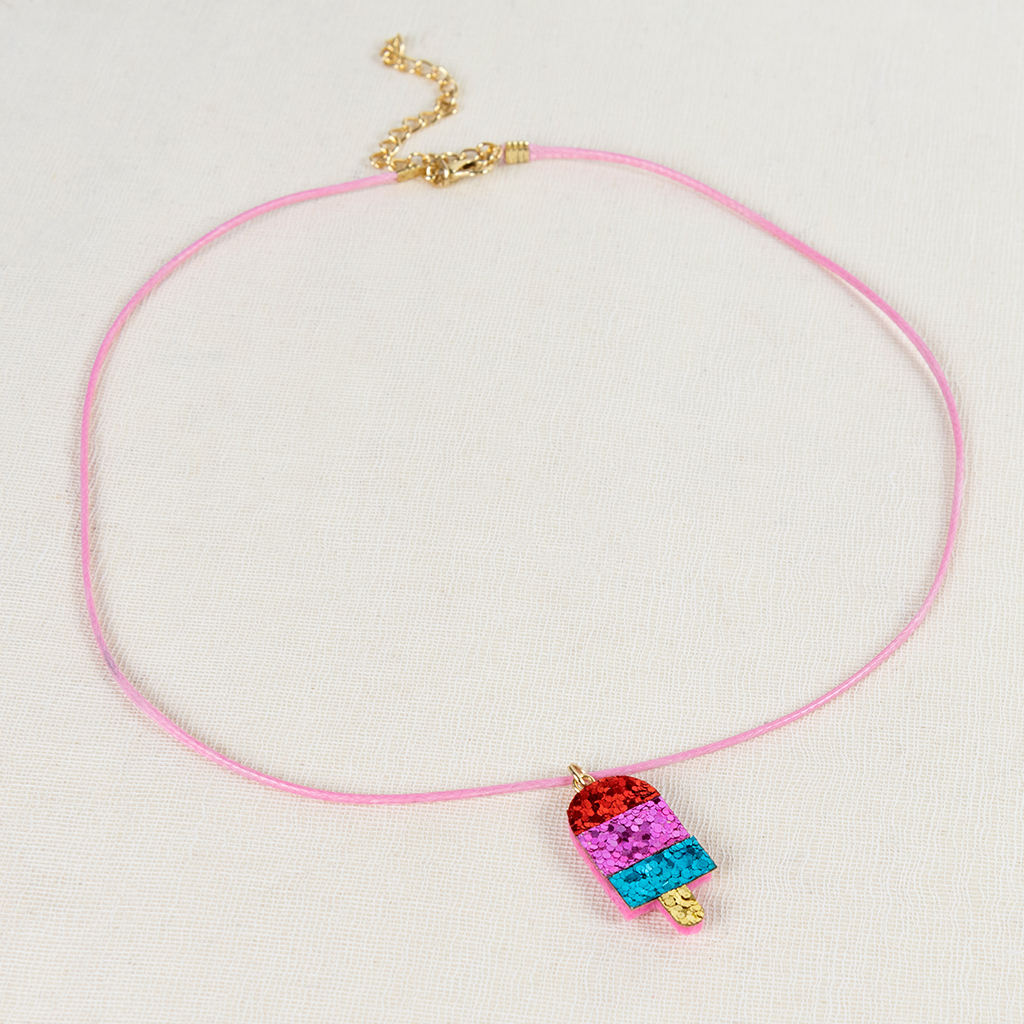 children's glitter necklace - ice lolly