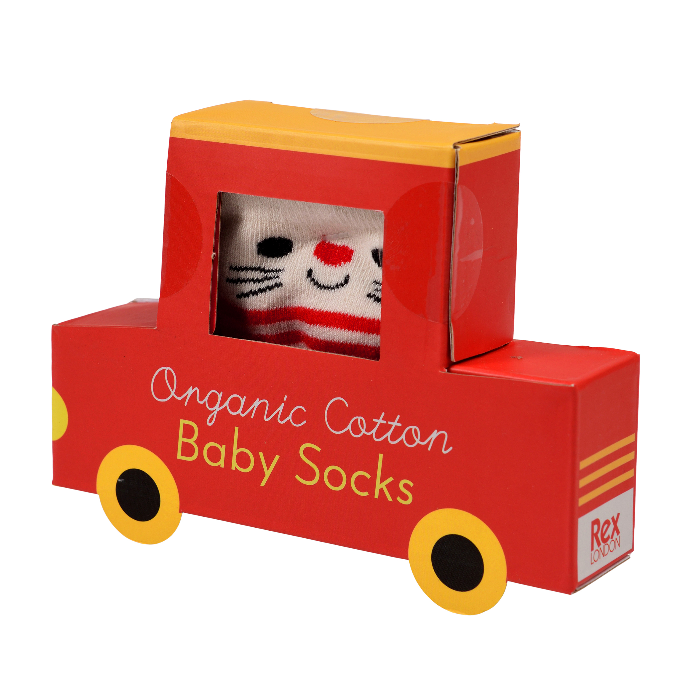 pair of baby socks - red cat
