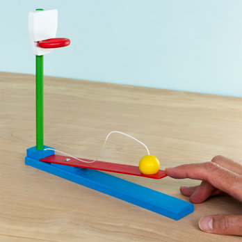 wooden tabletop basketball game