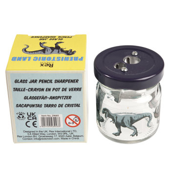 glass jar pencil sharpener - prehistoric land
