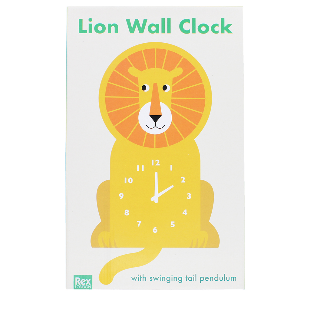 wooden wall clock with pendulum - lion