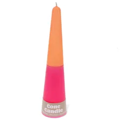 vela alta en forma de cono de dos colores - rosa-naranja