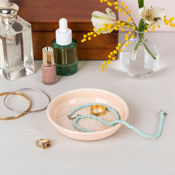 enamel trinket dish (10cm) - soft pink
