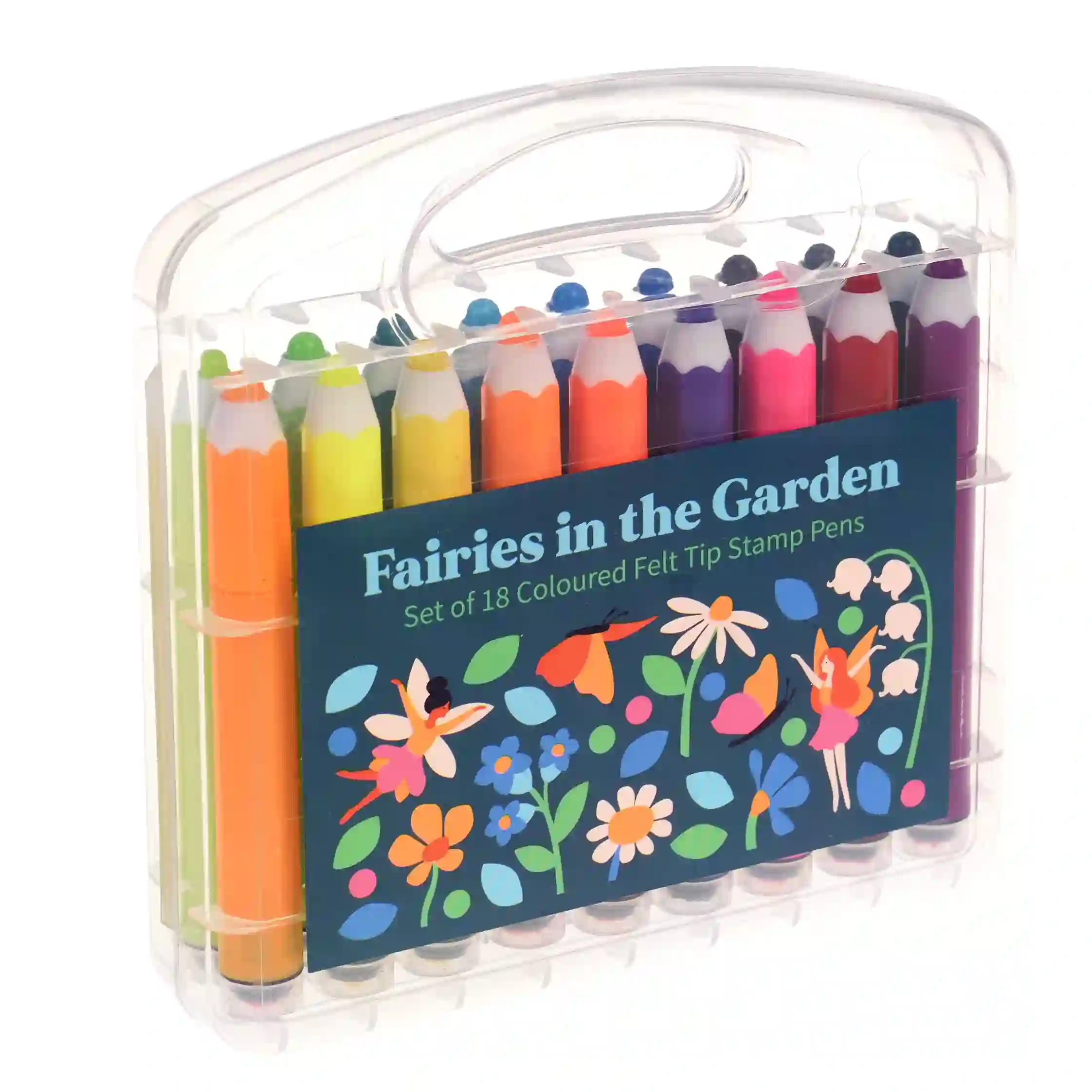 felt tip stamp pens - fairies in the garden