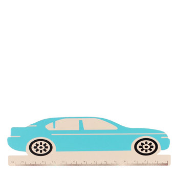 wooden ruler - blue car