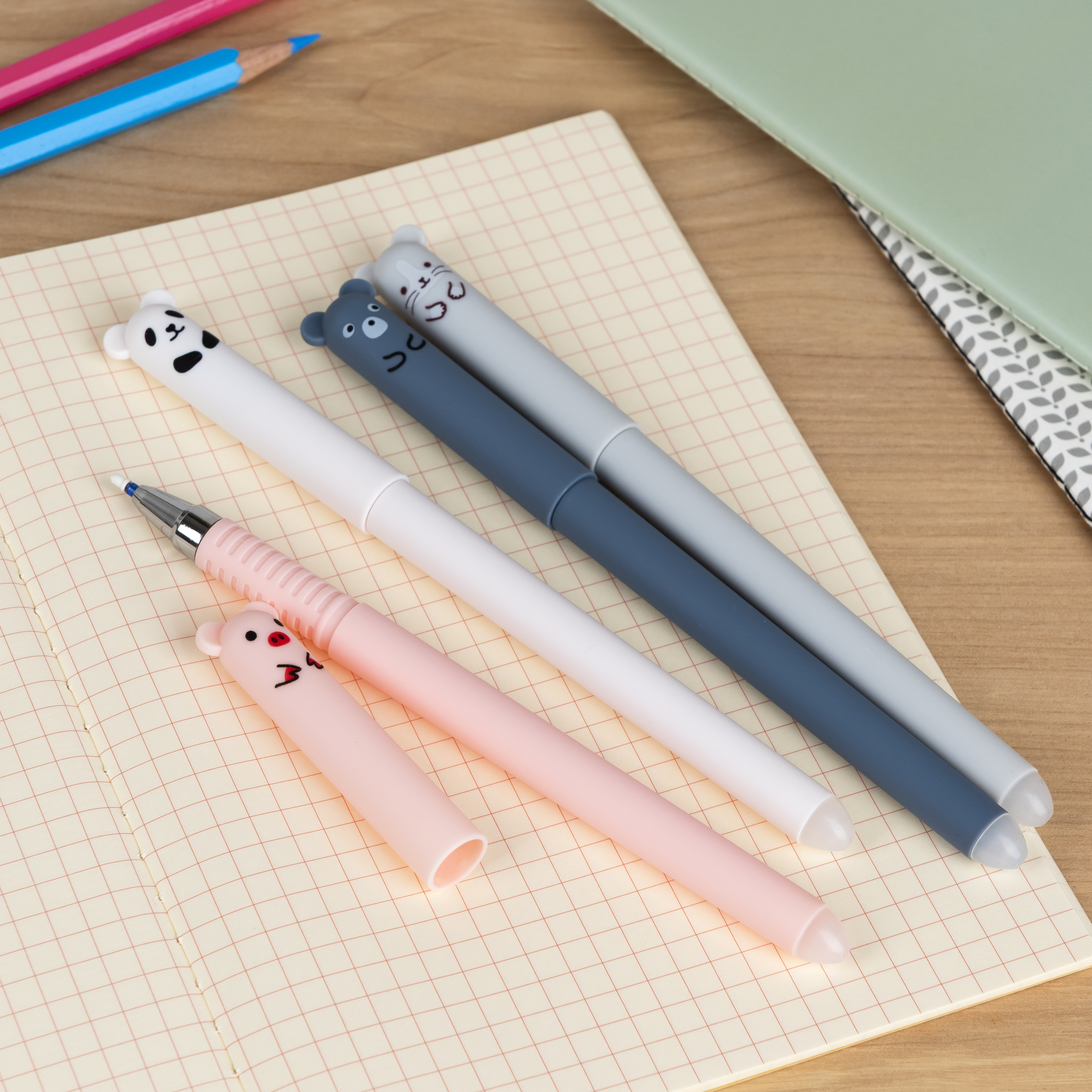 adorable animal erasable gel pens (set of 4) - medley