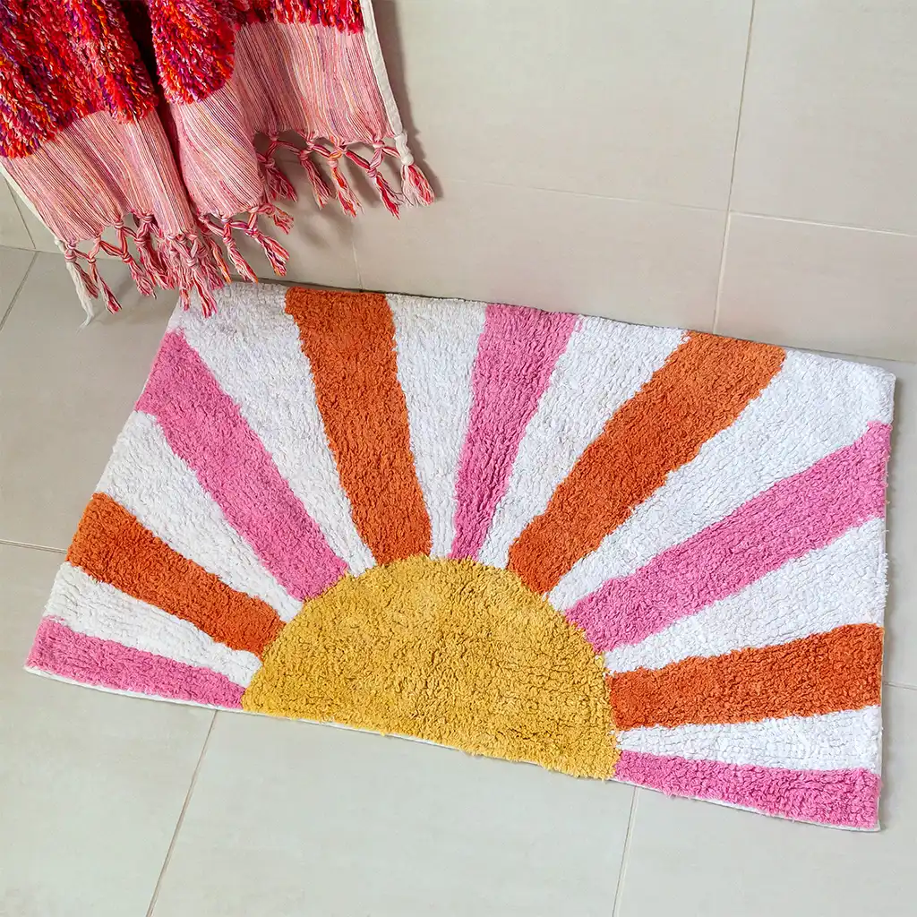 tapis de bain tufté en coton - coucher de soleil