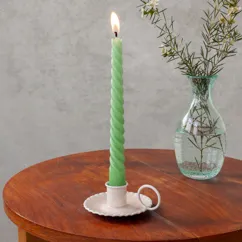 enamel chamberstick candle holder - soft pink enamel chamberstick candle holder - soft pink