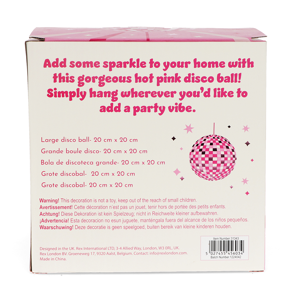 hanging disco ball (20cm) - pink